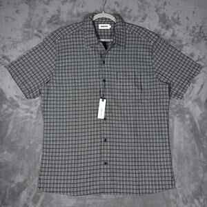 Taylor Stitch Hawthorne Camp Collar Navy Stripe Shirt Size 44 NWT